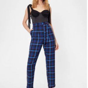 Nasty Gal plaid belted pants, Sz 4 NWT
